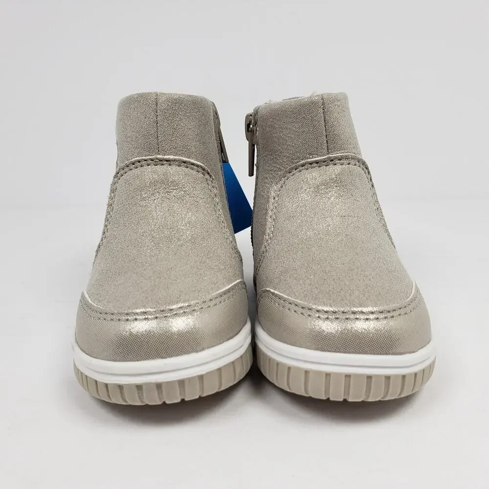 Stride Rite 360 Baby Girl Sz 5M Champagne Shimmering Rainbow Glitter Heart Boots